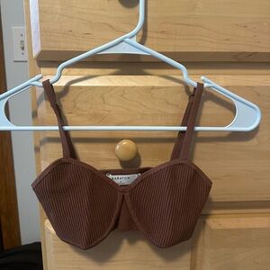 Aritzia Babaton Chocolate Ribbed Top